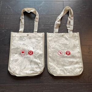 Lululemon small reusable collectible tote shopping bags grey olympics 2 bags